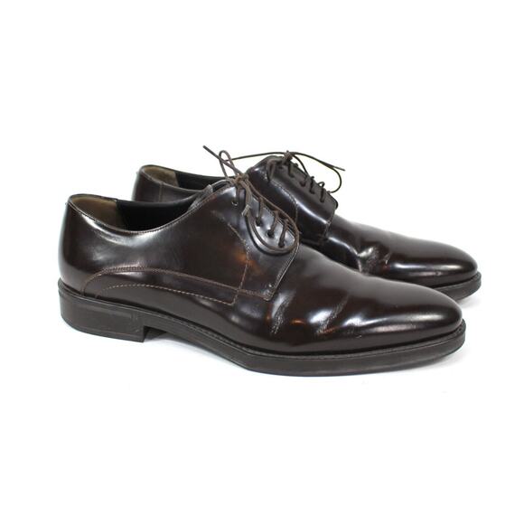 FENDI Roma Dark Brown Leather Rubber Sole Lace Tie Derby Dress Shoes 9 Formal